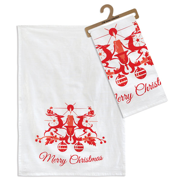 Merry Christmas Wreath Tea Towel