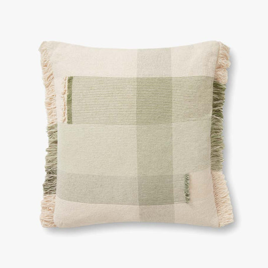 Sage Check Fringe Pillow 22" -  Magnolia Home by JG