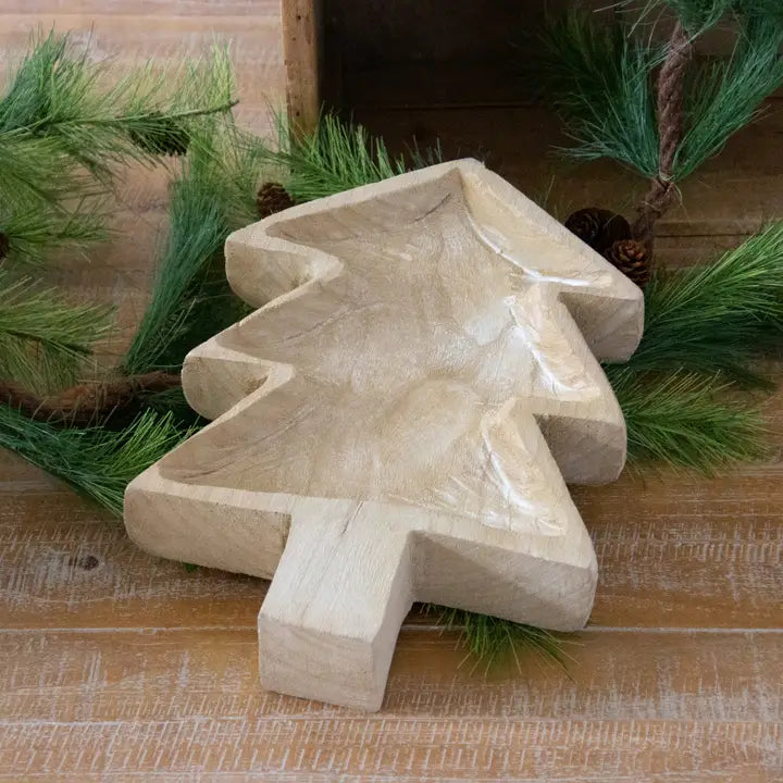 Raw Wood Tree Shaped Dough Bowl