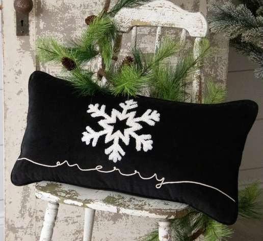 Black Velvet with Tufted Snowflake