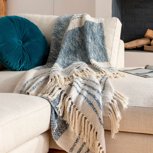 Blue and Cream Throw Blanket