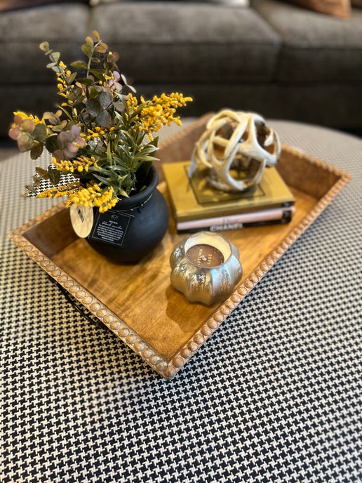 Beaded Wood Tray