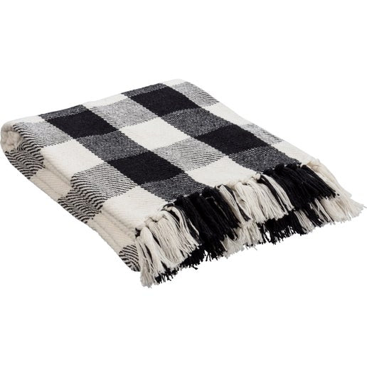 Black Plaid Throw Blanket